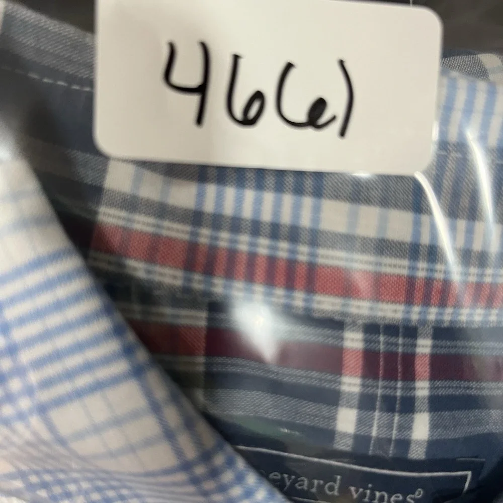 Vineyard Vines Shirt Classic Fit Mens M Plaid Button Up Pocket Blue